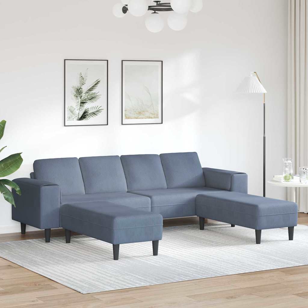 Fabric Sofa with Cushion Blue Corduroy fabric